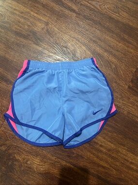 Nike Women’s Sky Blue Athletic Shorts with Pink & Navy Trim